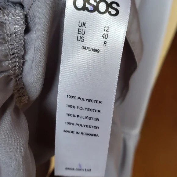 ASOS brand silvery lilac satiny halter ruffle blouse size 8 - Picture 12 of 14